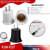 Light Socket to Plug Adapter Plug-in Light Bulb Outlet Adapter E26 E27