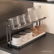 Drain Coffee Glass Metal Cup Set Double Layer Cup Holder Countertop Water Cup Tray Holder Kitchen Di