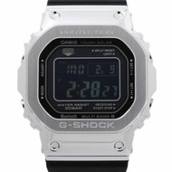 卡西歐 G-SHOCK 全金屬腕錶 GMWB50001JF 銀黑色不鏽鋼樹脂男士太陽能電波校時數位腕錶