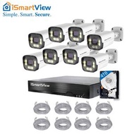 iSmartView - 2K高清PoE 8路8鏡頭 4TB NVR CCTV監控套裝 防水槍鏡