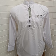 Baju Koko Muslim Kurta Al-Wafa/AWF Platinum Warna Putih Polos Panjang
