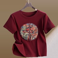 Short Womens T-shirt 2025 Summer New Print Versatile Slimming Fashion Loose Casual Unique Top