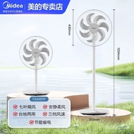 Midea Electric Fan Household Stand Dual-Use Light Sound Wind Seven-Leaf Floor Fan Energy-Saving Shaking Head Bedroom14In