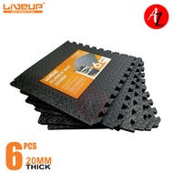 Liveup LS-20MM High-Impact Flooring Mat Interlocking Gym Mat 6 pcs Set 20mm Thick Rubber Matting for