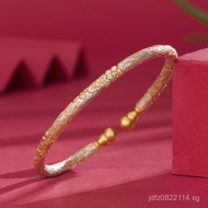 7137Fulu Gold-Embossed Chinese Style Plum Blossom Live Broadcast999.9Silver Bracelet Gourd Gold-Plat