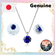 [FH.bird] Sapphire Necklace for Women Popular Brand Hypoallergenic Silver September Birthstone Neckl