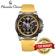 [Official Warranty] Alexandre Christie 9602MCREPBAYL Men's Black Dial Silicone Strap Watch