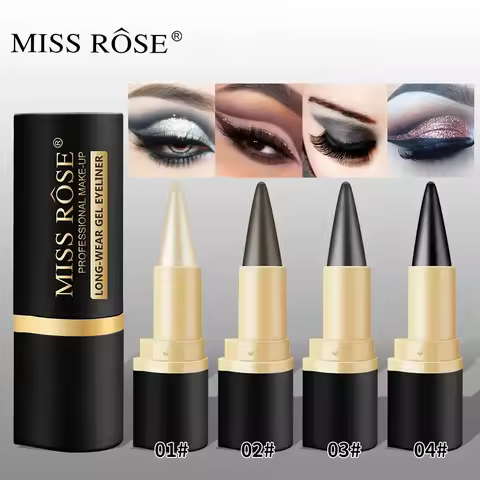 Miss Rose Black Long-Lasting Eye liner Pen Makeup 24-Hour Waterproof Gel Eye Shadow Eyeliner Pencil 