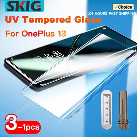 SKIG UV Tempered Glass For OnePlus 13 12 11 R 10 9 8 7 7T Ace2 Pro Full Cover Glue Curing For OnePlu