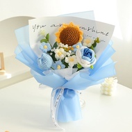 [SG Stock] Cute and Funny Sunflower Galsang Tulip Knitted Crochet Bouquet Flower House Warming Gradu