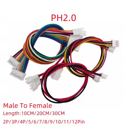 JST PH2.0 Extension Line 2P/3P/4P/5/6/7/8/9/10/11/12Pin PH 2.0mm Male To Female Connector With Cable