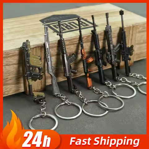 9cm/3.54in Peace Game peripheral Mini Gun Keychain M4A1 Barrett Metal Gun Weapon Model Backpack char