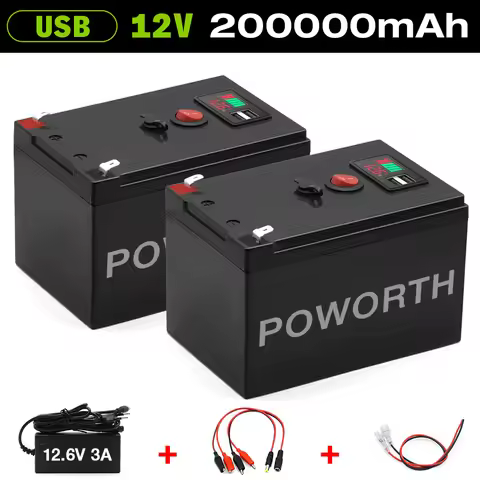 12V 200Ah Lithium LiFePO4 Deep Cycle Battery, 4000+ Cycles Rechargeable Battery for Solar/Wind Power