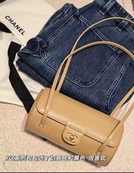 Chanel preppy coco 圓筒包beige