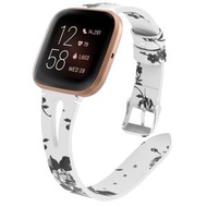 全城熱賣 - 適用於 Fitbit Versa 2 皮質中間開口手錶錶帶（白灰花）