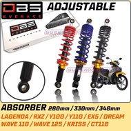DBS EVERACE ADJUSTABLE ABSORBER Y110 / Y100 / SRL115 / EX5 / KRISS / WAVE RXZ 280MM & 330MM