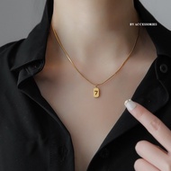 Stainless gold-plated lucky 7 unisex titanium women's necklace