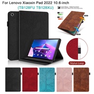 High Quality PU Leather Protective Case For Lenovo Xiaoxin Pad 2022 TB128FU TB128XU 10.6-inch,3D Tree Style Wallet Stand Flip Cover With Card Slots Pen Buckle