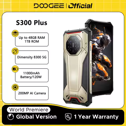 DOOGEE S300 Plus 5G Rugged Phone Dimensity 8300 12GB 1TB 11000mAh 120W 6.78'' Screen 200MP Camera An