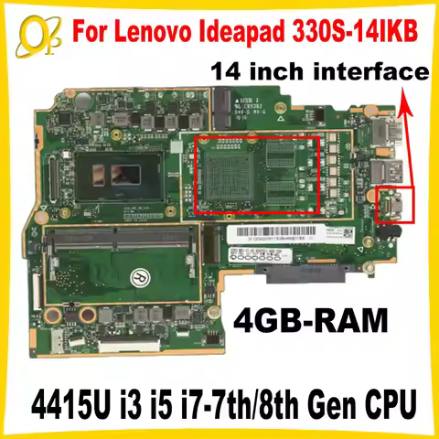 330s-14ikb Mainboard for Lenovo Ideapad 330S-14IKB Laptop Mainboard with 4415U i3 i5 i7-8550U CPU 4G