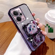 เคส Realme14รูปหมีลูกกวาดน่ารักสำหรับ Realme 14 5G ฝาหลังโปร่งใสป้องกันกระดาษแวววาวเคสใส่โทรศัพท์หรู