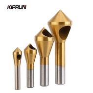 KIPRUN Oblique Hole Chamferer, 4pc HSS Titanium Plated  Reverse Taper Hole  Countersink Drill Bit De
