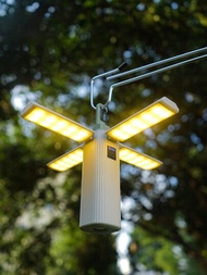 1入可摺疊露營燈手電筒-可充電、可調光、緊急電源銀行功能，戶外露營必備，IPX4防水LED燈，適合露營、遠足和停電使用。