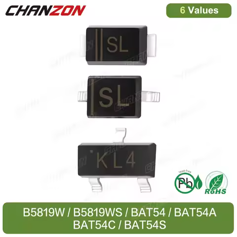 100Pcs / Pack B5819W B5819WS BAT54 BAT54A BAT54C BAT54S SOT-23 SOD-123 SOD-323 SMD Schottky Barrier 