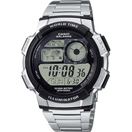 Casio แบตเตอรี่ 10 ปี World Time นาฬิกาข้อมือผู้ชาย สายสแตนเลส รุ่น AE-1000WD-1A ของแท้ประกันศูนย์ CMG