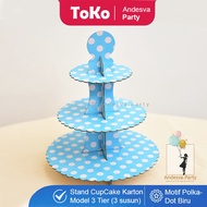 Cake stand biru polka dot paper cake stand 3-tier cake stand polka dot pattern cake stand/