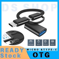 OTG USB Adapter 2 in 1 Micro Usb + Type_C Compatible For Android Smartphone