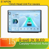 STAPON 13inch 6+64GB for nissan-navara-d40-2005-2010 android15 2k 1920x1200p screen carplay android 