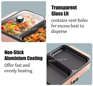 Electric Z9 Grill 2in1 Mini BBQ Pan Teppanyaki HotPot Steamboat Fry Pan Cooker 2 Temperature Control