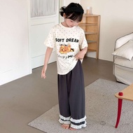 Ready Stock Baju Tidur Budak Perempuan Girls Sleepwear Short Sleeve Long Pants 2pcs 80-170cm