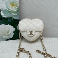 Chanel 22S 愛心腰包白金羊皮斜背包肩背包