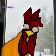 Funny Window Corner Decor - Peeping Rooster, Funny Rooster Stained Bird Window Corner Decor, Rooster
