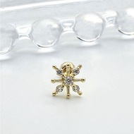 14K Solid Snowflake Tragus Helix Stud Piercing Earring, 585 Gold, Korean Made Jewelry
