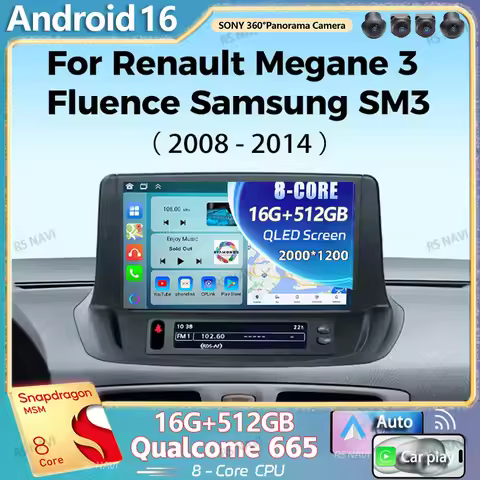 Android 16 For Renault Megane 3 RS Fluence Samsung SM3 2008 2010 2014 Android Car Radio Multimedia s