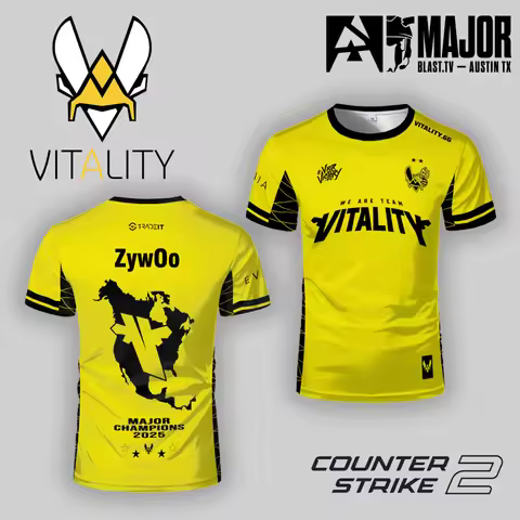 2026 CS2 Austin Major Team Vitality Commemorative Uniform Fan Jersey ZywOo Training Breathable T-shi