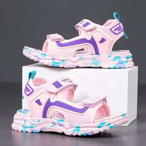A pair of children's summer open-toe sports sandals, soft, comfortable, wear-resistant outdoor beach