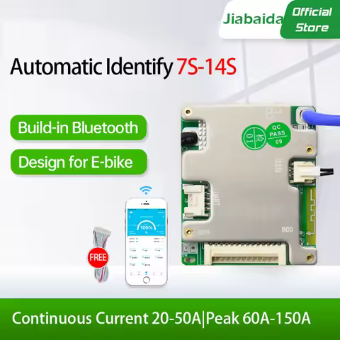 JiaBaiDa Automized Identify 7s-14s 7S 8S 9S 10S 11S 12S 13S 14S 20A 30A LFP NMC Smart BMS 24V 36V 48