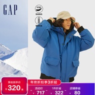 Gap男女装2022冬季新款LOGO派克连帽羽绒服884485保暖情侣装外套 蓝色 175/92A(S)