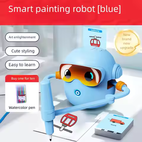 Kids Drawing Robot Interactive Educational Auto Drawing Robot with 100 Cards for Boys Girls Preschoo