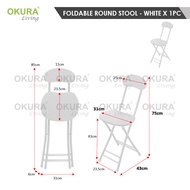 OKURA Set Of Foldable Round Table + Foldable Stool / Portable Dining Room Set / Camping Table / Meja