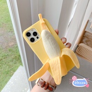 Funny Banana Casing For Samsung Galaxy A23 A13 A14 A04 4G 5G Note 10 Plus 9 8 5 C9 Pro J6 J4 Plus + 3D Stress Reliever Peeled banana Phone Case Soft Holder Stand Cover