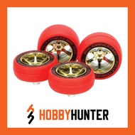 Tamiya Mini 4WD [95665] Red Slick Tires & Gold Color Plated Wheels