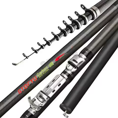 2.7M 3.6M 4.5M 5.4M 6.3M 7.2M Carbon Telescopic Rock Fishing Rod Ultra Light Rod Lure Carp Travel Oc