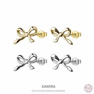 Classic COD Brick KAMIRA Sterling Sier Bow Piercing Earrings For Women Korean Fashion Gentle Wedding