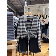 Women's plaid tie-up sweater, outerwear for fall