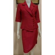 Synthetic Silk Set Woven With Threads Second Hand Red Shirt With Suk "Waist 31" Length 22 "Skirt Wai